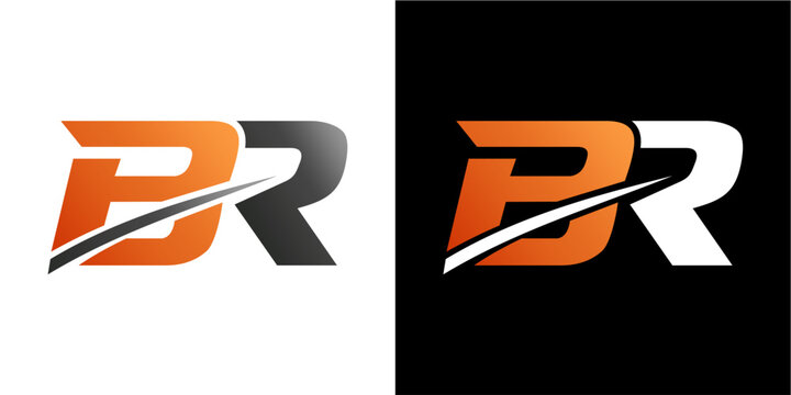 Modern 3D abstract letter BR logo design featuring bold orange and black colors. Ideal for corporate branding, business identity, marketing materials, and digital presentations with a sleek, professio