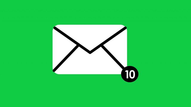 Mail inbox notification icon animation counting 1 to 99 with Alpha channel, envelope popup, Animated new message notification with a smooth pop up effect. for chat apps, email alerts, and social media