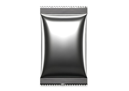Blank silver foil snack pouch packaging template