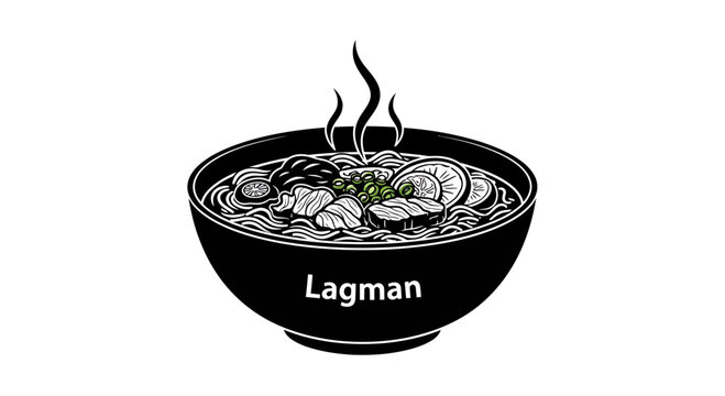 Lagman Noodle Soup Bowl Vector Illustration