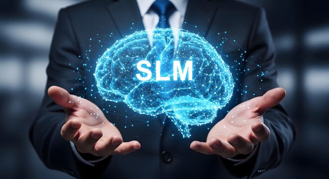 Small language model slm technology ai brain in hands for future innovation