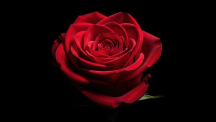 Fototapeta premium Flawless red rose isolated on a solid black background.