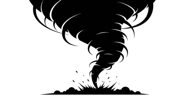 Black Silhouette Tornado Twister Vector Illustration