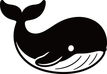 Fototapeta premium Black and white silhouette illustration of a whale