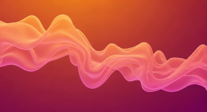 Mesmerizing soft gradient of orange and pink vapor flows gracefully through space, illuminated by a warm cinematic glow and ethereal light, warm, silk, abstract