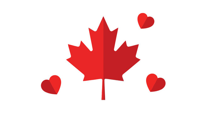 Canadian Maple Leaf with Hearts - Symbol of Love and Patriotism