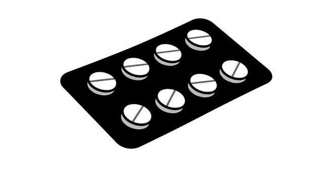 Blister Pack of White Pills Vector Illustration