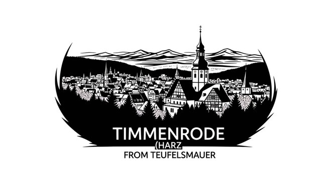 Timmenrode Harz Skyline Vector Illustration from Teufelsmauer