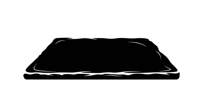 Black Silhouette of Raw Meat Slab Vector Illustration