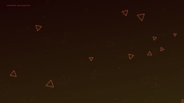 An abstract digital visualization of AI Workflow Optimization featuring glowing amber triangles drifting through a dark void to represent complex systemic data processing and futuristic connectivity