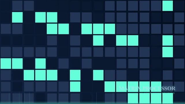A sophisticated representation of AI Workflow Optimization featuring a kinetic digital matrix where iridescent teal data modules flicker and scan across a deep obsidian void