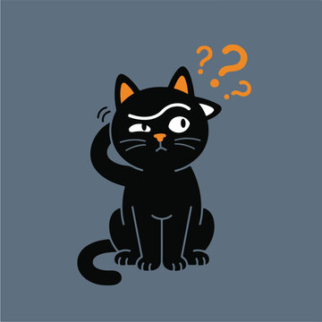 Confused Black Cartoon Cat 1.