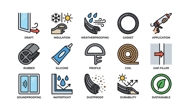 Home sealing concepts: draft prevention, insulation, gasket, silicone, soundproofing