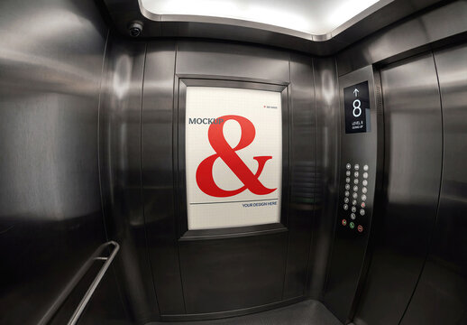 Poster Mockup Fisheye Effect Of An Elevator