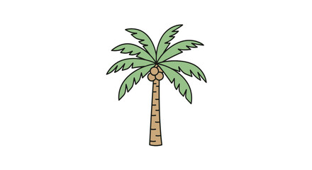 Obraz premium Single tropical coconut palm tree vector illustration on white