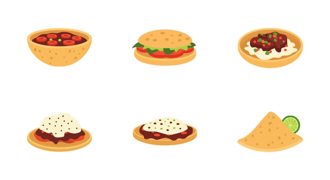 Set of Traditional Ethiopian Cuisine Vector Illustrations