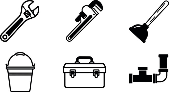 Wrench plumber pipe bucket toolbox and plunger