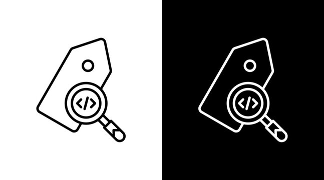 Metadata Tag Outline White Icon Set Design