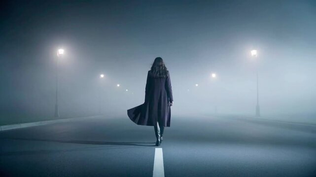 A woman wandering alone at night after breakup drug addiction