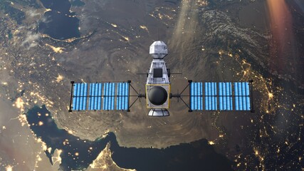 人工衛星と地球　3DCGレンダリング © tsuneomp