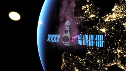 人工衛星と地球　3DCGレンダリング © tsuneomp