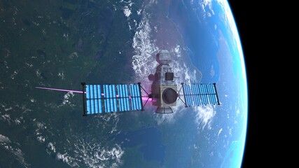 人工衛星と地球　3DCGレンダリング © tsuneomp