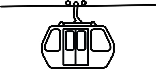 simple line art vector icon of a cable car gondola hanging from a cable © musaannarabbi007