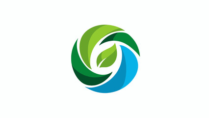 Obraz premium Dynamic Circular Design Symbolizing Natural Growth, Environmental Sustainability, and Eco-Friendly Principles with Vibrant Green and Blue Elements