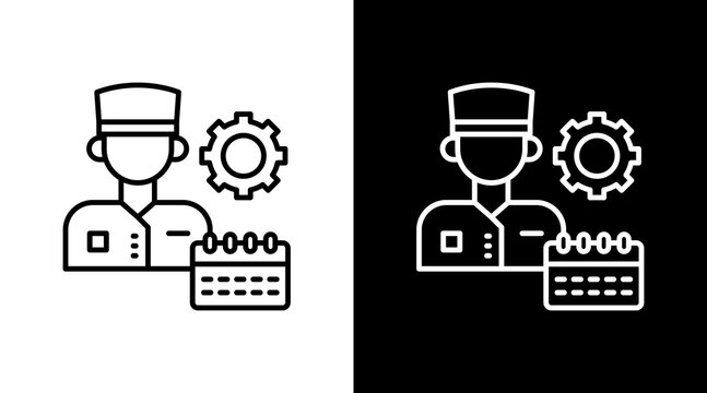 Staff Schedule Outline White Icon Set Design