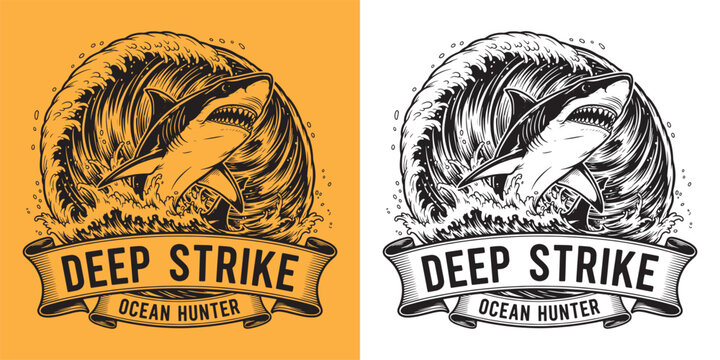 Deep Strike Ocean Hunter Great White Shark Jumping From Waves