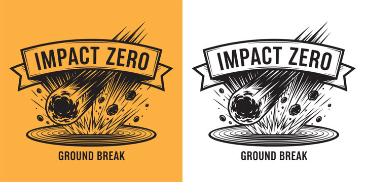 Impact Zero Ground Break Meteor Strike Vintage Woodcut Illustration