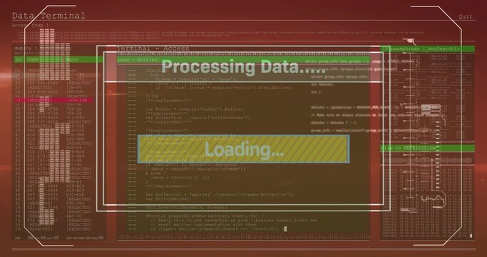 Displaying central processing window on monitoring dashboard, showing yellow loading progress bar