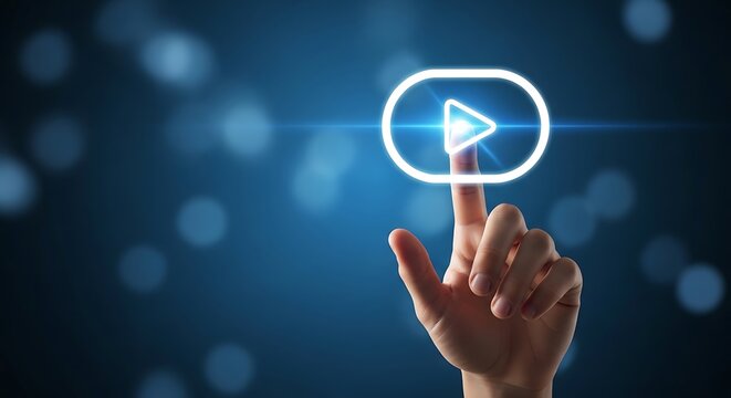 Play button digital touch UI media concept element
