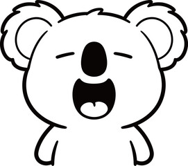 Cartoon illustration of a koala with a surprised expression, featuring large ears and an open mouth. © Mariah