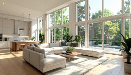 Fototapeta premium Modern living room with white sofa.