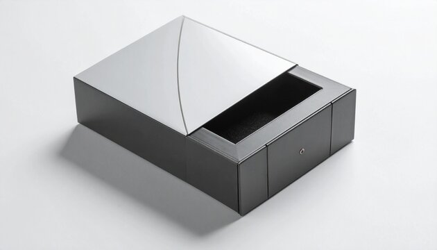 Modern sleek gray electronic device box.