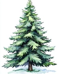 Fototapeta premium Artistic rendering of a festive Christmas tree in watercolor style.