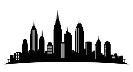 Obraz premium Black silhouette of city skyscrapers 1.