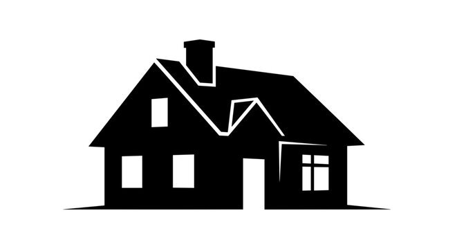 Black house silhouette with chimney.