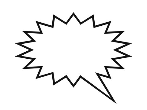 Comic speech bubble starburst in bold outline style, perfect for pop art messages and dynamic text highlights. Sharp jagged shape adds energy and impact. Ideal for comics, stickers, banners, 