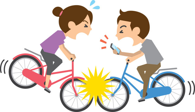 ながらスマホの自転車事故のイメージイラスト