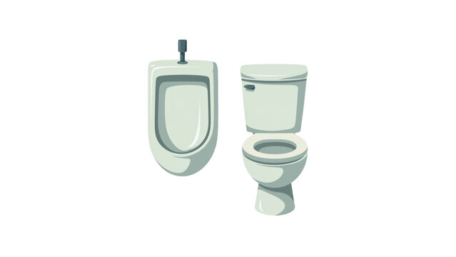 Modern urinal and toilet fixtures displayed side by side for comparison Vector