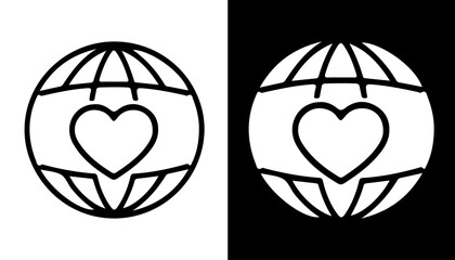 World of Compassion: A striking visual representation of global unity, the world is embraced by a heart, symbolizing the power of care and unity © iconstore