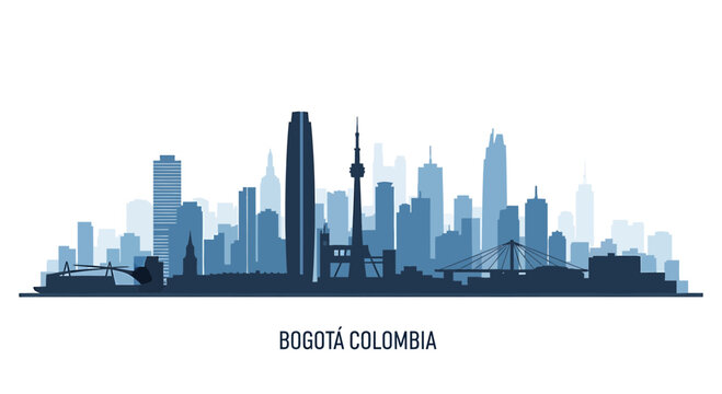 Bogota Colombia Skyline Silhouette Vector Illustration