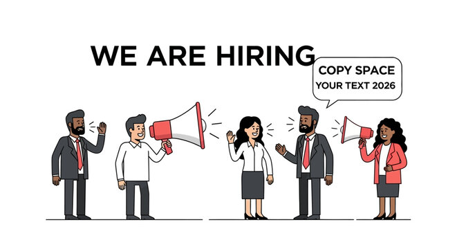 Business people communicating with megaphones.