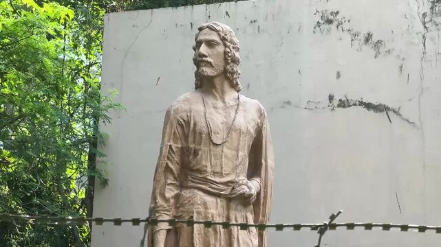 Clay idol of young Rabindranath Tagore; a unique cultural sculpture from Kolkata showcasing the early life of the iconic Indian poet and philosopher.
