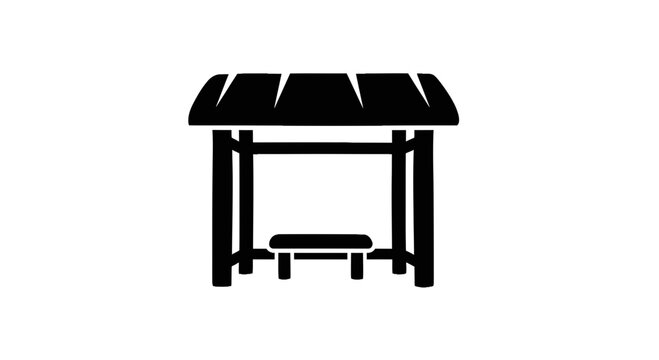 Bus stop shelter silhouette vector illustration of public waiting area