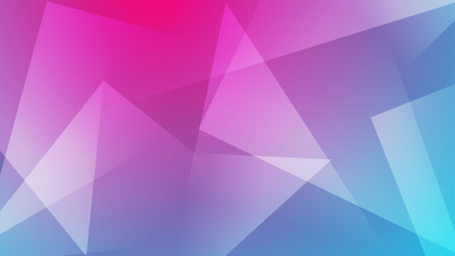 Modern geometric wallpaper featuring translucent overlapping triangles in vibrant pink and blue gradients