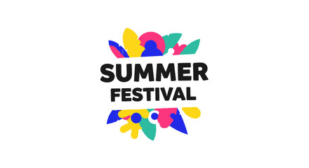 Obraz premium Summer Festival Typography Illustration with Colorful Floral Shapes