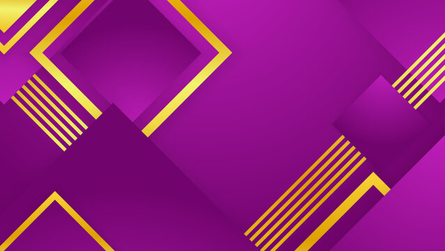 Artistic magenta and purple background with gold square frames and striped accents for modern creative projects